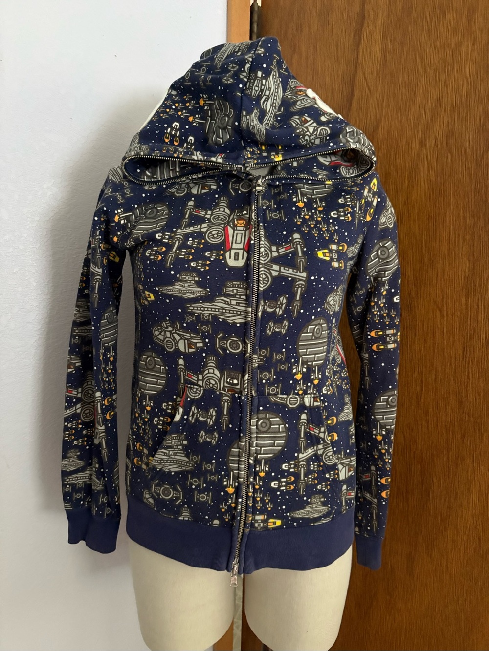 BAPE x STAR WARS  sz XS Full Zip Navy Blue Hoodie Fleece Bathing Ape Japan